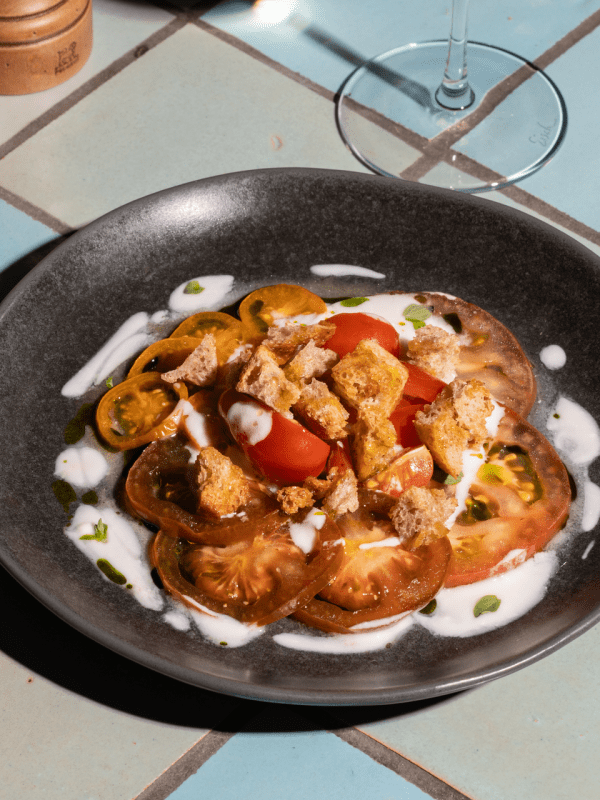 Pip Macerated Isle of Wight Tomatoes, Yoghurt, Marjoram & Sourdo