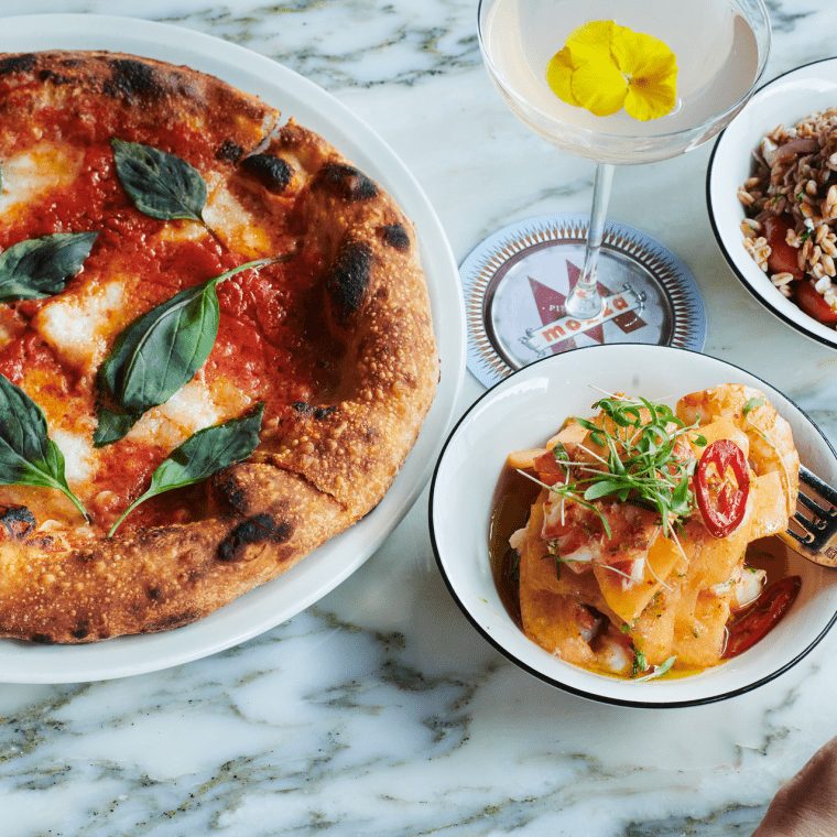 table scape of Italian food