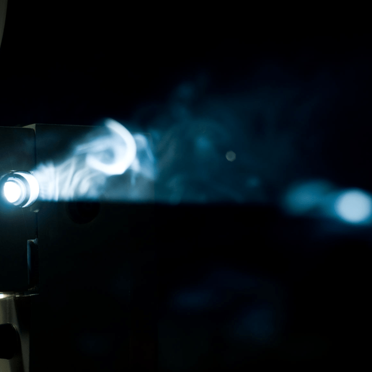 A projector projecting a movie