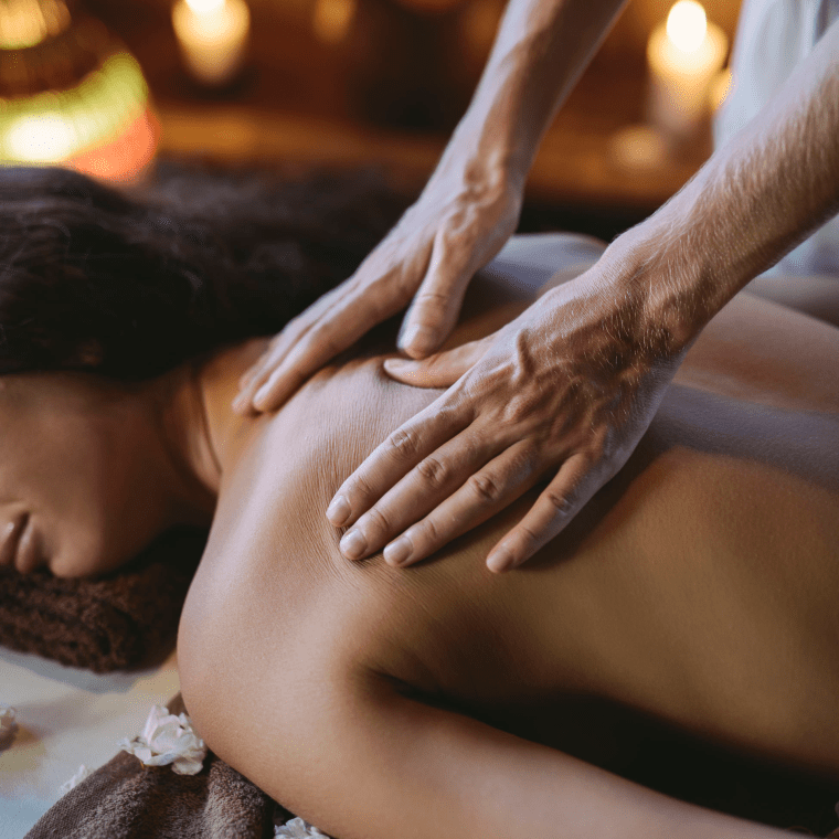 A woman receives a massage