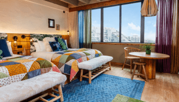 Hotel room with two queen beds