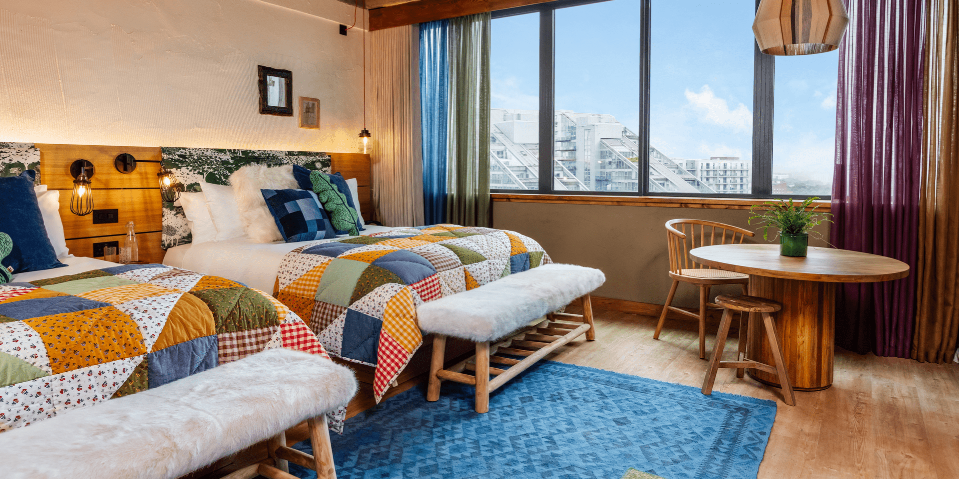 Hotel room with two queen beds