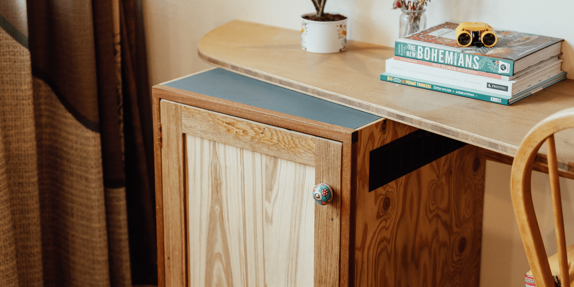 Small desk with book on top