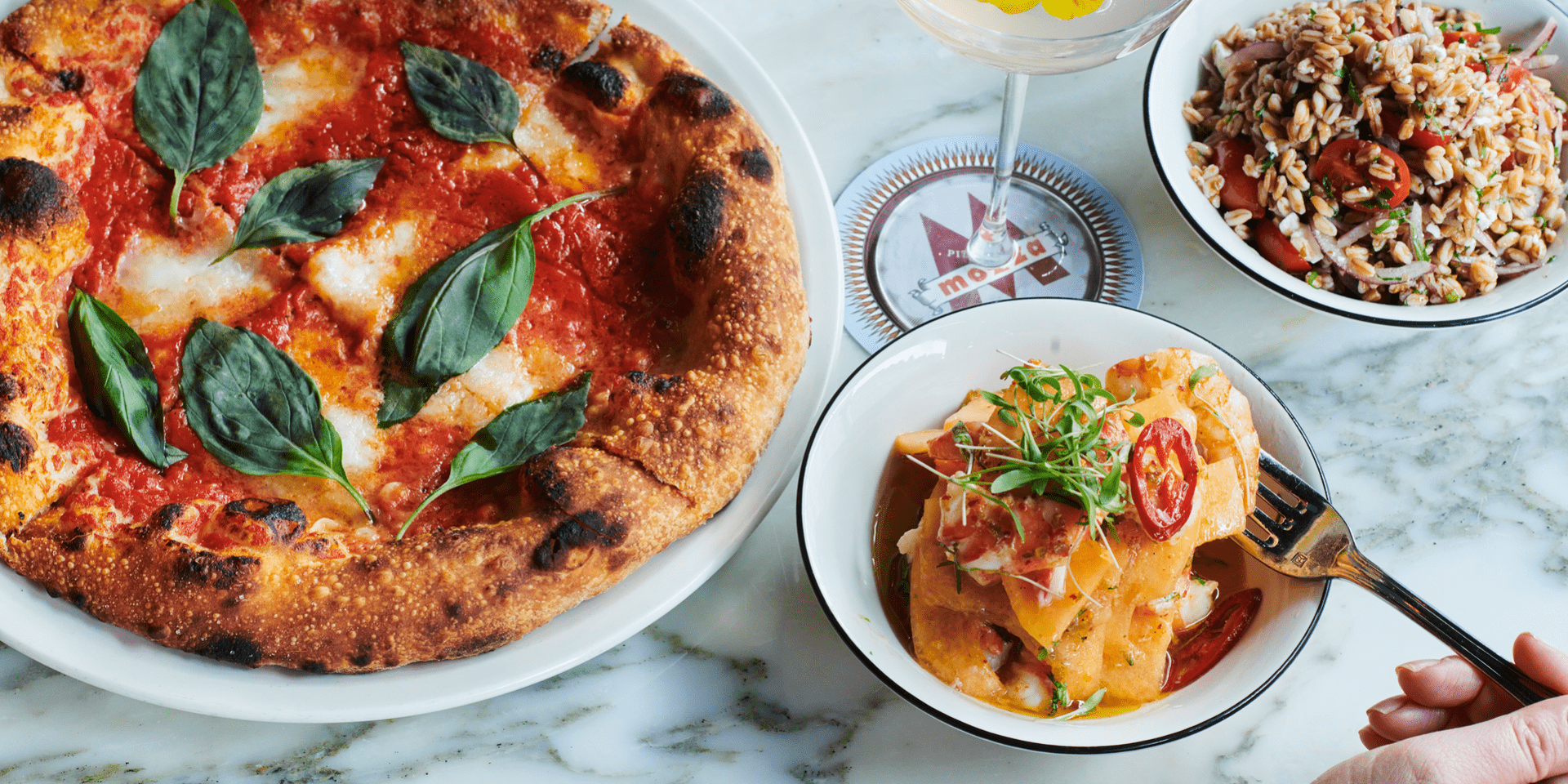 table scape of Italian food