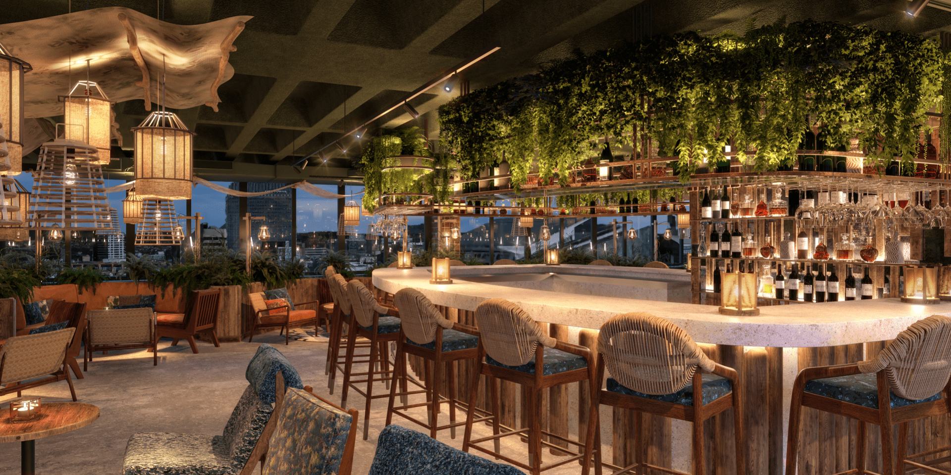 Bar and dining area at the Nest