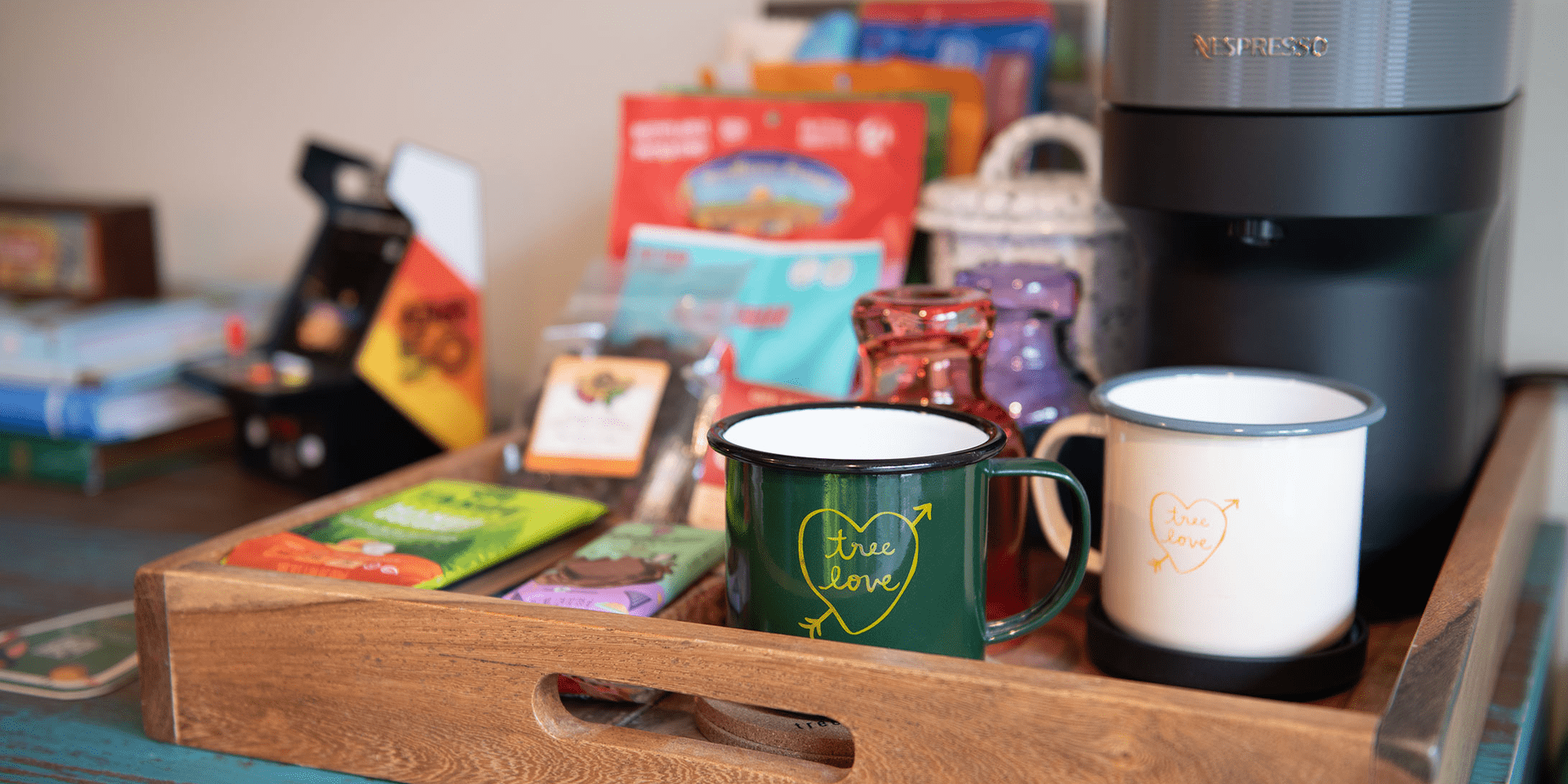 A tray of tea and snacks